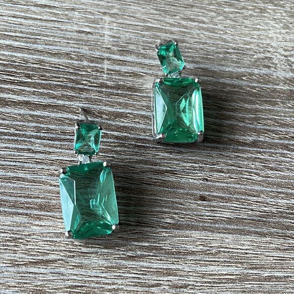 Green stone earrings N21 - Picture 4 of 5